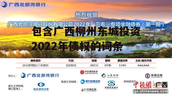 包含广西柳州东城投资2022年债权的词条
