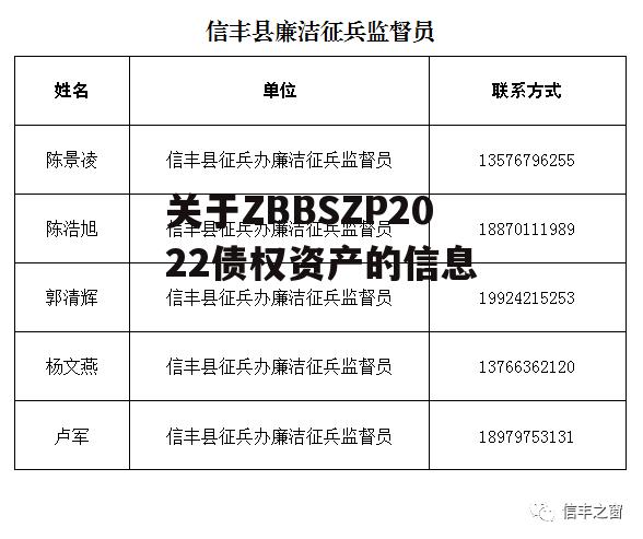 关于ZBBSZP2022债权资产的信息